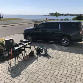 Tesla Car Charging Station this morning. Plus, one amazing view of the Barnegat Bay!