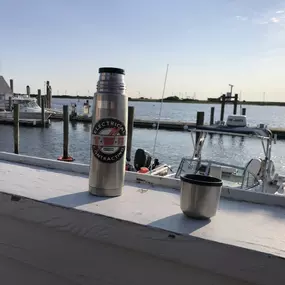 Early morning cup of Joe with a beautiful view of the Sandy Hook Bay. Can any one guess where I'm at? Hint: restaurant in Famous Monmouth County coming up on its 100 year anniversary!