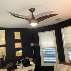 TWO Electrical Contracting removed existing and installed this beautiful new Hunter ceiling fan/light. Client was pleased!