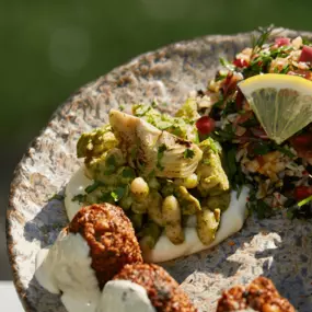 Roast Artichokes with Cauliflower Purée