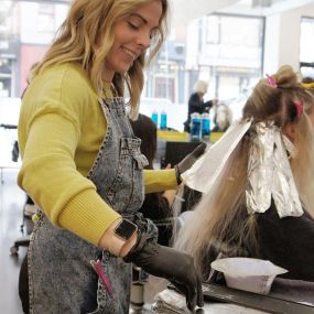 Mary working on a customers hair