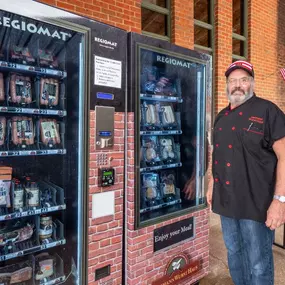 Wurstmeister Mike and our Meat Vending Machines! Our products are available 24/7!