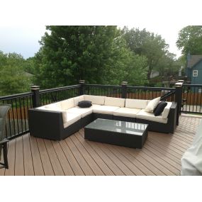 Shawnee KS AZEK composite deck with black aluminum railings.