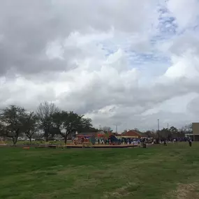 Agent Sal Ortiz, along with fellow Allstater's setting up a playground at an elementary school in Pasadena, TX.