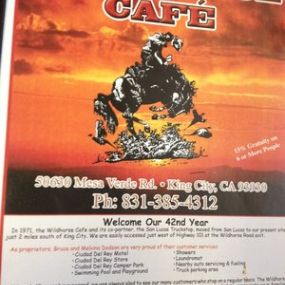 Wildhorse Cafe

50630 Mesa Verde Rd,
King City, CA 93930

Phone. 831-385-4312

http://www.mywildhorsecafe.com/home