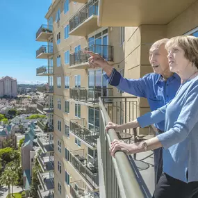 Vi at La Jolla Village balcony.