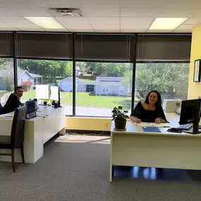 Shanna working away at her desk.