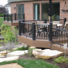 New TimberTech Earthwood Evolutions deck with Azek composite railling in Fort Wayne.