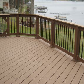 New TimberTech deck and railing with gate, on Jimmerson Lake, Steuben County