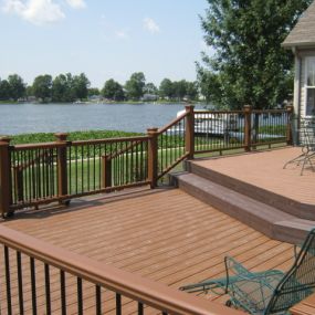 New Trex Transcends deck with Trex railing and sliding gate in Noble County, IN