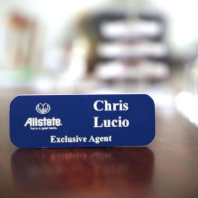 Throwback Allstate logo, and name tag for Chris starting in 2007