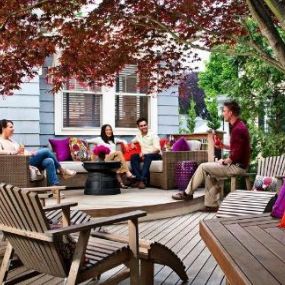 Winchester, MA deck and pergola combination outdoor space.