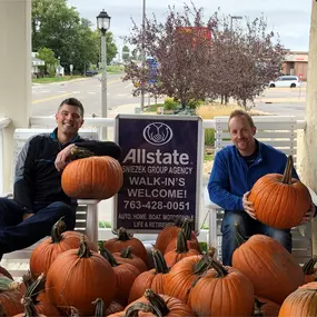 Greg Sniezek and Matt Gamm chilling after unloading 400 pumpkins