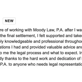 Google review of Moody Law, P.A. | Lakeland, FL