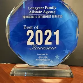 Best of Kennesaw 2021 Awardee for insurance and financial services.