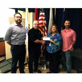 Remember our silent auction that we hosted at the office on Veterans Day? Don, Dennis, and James, who are all former military, went to deliver the check today! The money is going towards Fisher House Foundation, which is where families of veterans stay when they are there for long term care.
