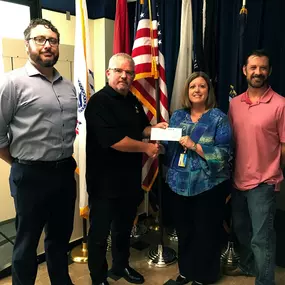 Remember our silent auction that we hosted at the office on Veterans Day? Don, Dennis, and James, who are all former military, went to deliver the check today! The money is going towards Fisher House Foundation, which is where families of veterans stay when they are there for long term care.