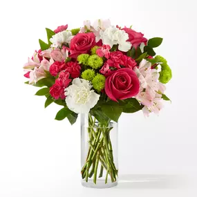 Brighten any day with our Rose and Alstroemeria bouquet! Sweet & Pretty Bouquet - Featuring hot pink roses, pale pink alstroemeria, and carnations. Order flowers online from the best florist in North Branford!