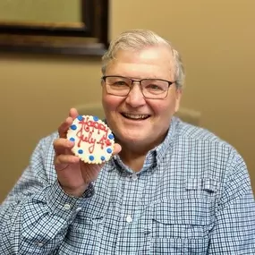 Mike and a 4th Of July cookie