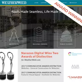 2017 Communicator Awards Distinction for Websites-General-Construction for Websites and Features-Visual Appeal-Aesthetic for Websites - Weather Weld