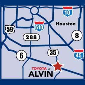 Toyota of Alvin is located near Houston, Texas.