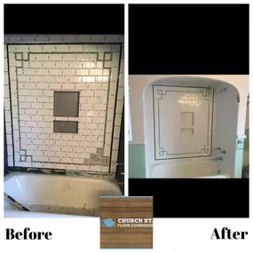 Tub wall tile: before and After