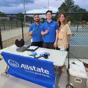 Meeting customers on the pickleball court.