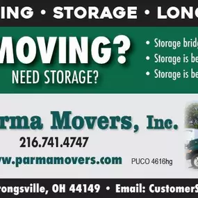 Did you know we offer storing solutions as well? Whether you need temporary or long-term storage solutions, our safe and secure storage facilities are at your disposal. We provide a range of storage options to accommodate your business or personal storage needs. At Parma Movers, we understand that storage is often an important part of any move or transition. That's why we offer customizable storage services to give you flexibility and control when you need it most.