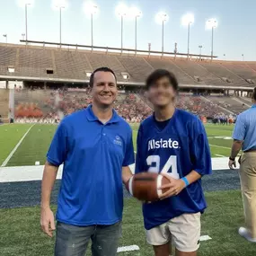 Although the kick was no good the 2024 Allstate “Good Hands” Field Goal Net Program gave one lucky fan the chance to kick a 25-yard field goal for a chance to win $1,000 as well as $1,000 for the school’s general scholarship fund.