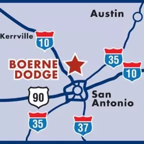 Boerne Dodge Chrysler Jeep is located near San Antonio, Texas.