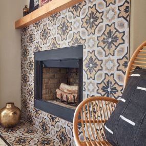 Modern Living Room - Cementine Posa 2 Fireplace