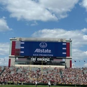 Our Allstate agency was proud to participate at the University of South Carolina football game on Saturday, September 17th. One lucky student was picked at random to kick a field goal in hopes of winning $1,000 from the Allstate Foundation.