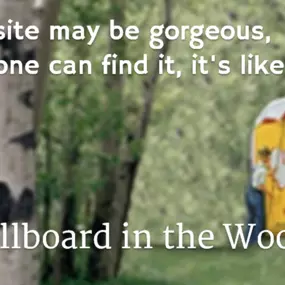 Illustration of a billboard in the woods, symbolizing a website that hasn't been optimized for search visibility.