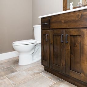 The team at McChesney Cabinets can build and install custom cabinets and storage solutions for bathrooms of any size.