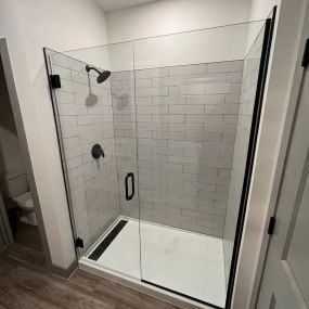 J & A Glass offers a variety of non-slip shower door options that add elegance and peace of mind to your bathroom.