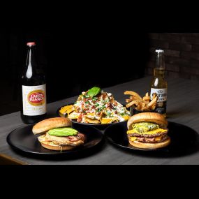 Chelitos Nachos, Guacamole Burger, Spicy Chicken Burger