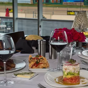 Plated dinner at Homestretch Steakhouse in Harrah's Hoosier Park.