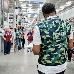 Lowe's store team gathering for a team meeting.
