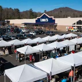 Aerial exterior photo of Lowe's holiday pop event.