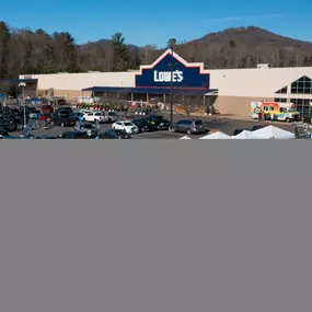 Aerial exterior photo of Lowe's holiday pop event.