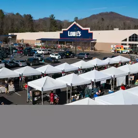 Aerial exterior photo of Lowe's holiday pop event.