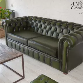 Nieuwe Chesterfield Leeds in antique green - groen 225cm breed