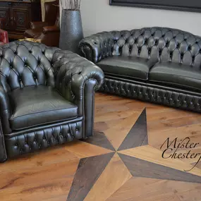 Nottingham Chesterfield set in antique green - groen