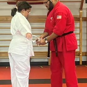 Congratulations to Miss Talia for earning her White Belt!