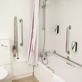 Premier Inn accessible bathroom with lowered bath