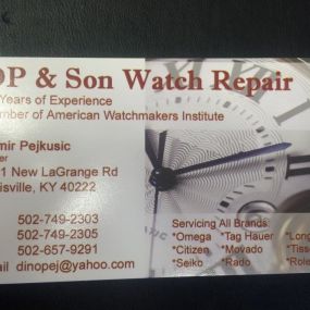 DP & Son Watch Repair, Inc. Business Card