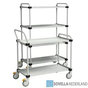 De Treston TRTA project trolleys zijn ideaal voor gebruik in een ESD-veilige werkplaats of als picktrolley voor een webshop. Deze trolleys zijn verkrijgbaar in diverse afmetingen en de legborden zijn op hoogte instelbaar. 

Het slanke design is ideaal voor elke werkplaats waar ruimte belangrijk is. Ondanks het design heeft de trolley toch een groot draagvermogen.