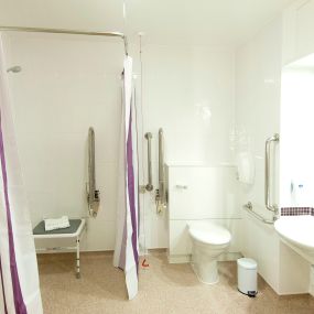 Premier Inn accessible wet room with walk-in shower
