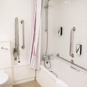 Premier Inn accessible bathroom with lowered bath 
Premier Inn accessible bathroom with lowered bath