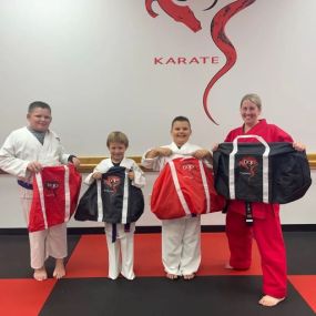 Barrel bags are in! Black or red, stop into the office at Dojo Karate to get yours today.
